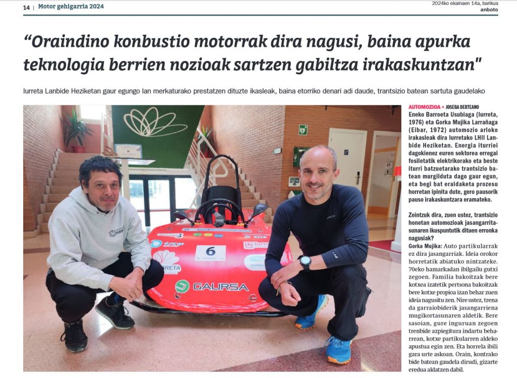 Anboto aldizkariak "Motor" gehigarrian (2024-06-14) auto elektrikoaren inguruan gure automozioko irakasleei egindako elkarrizketa argitaratu du