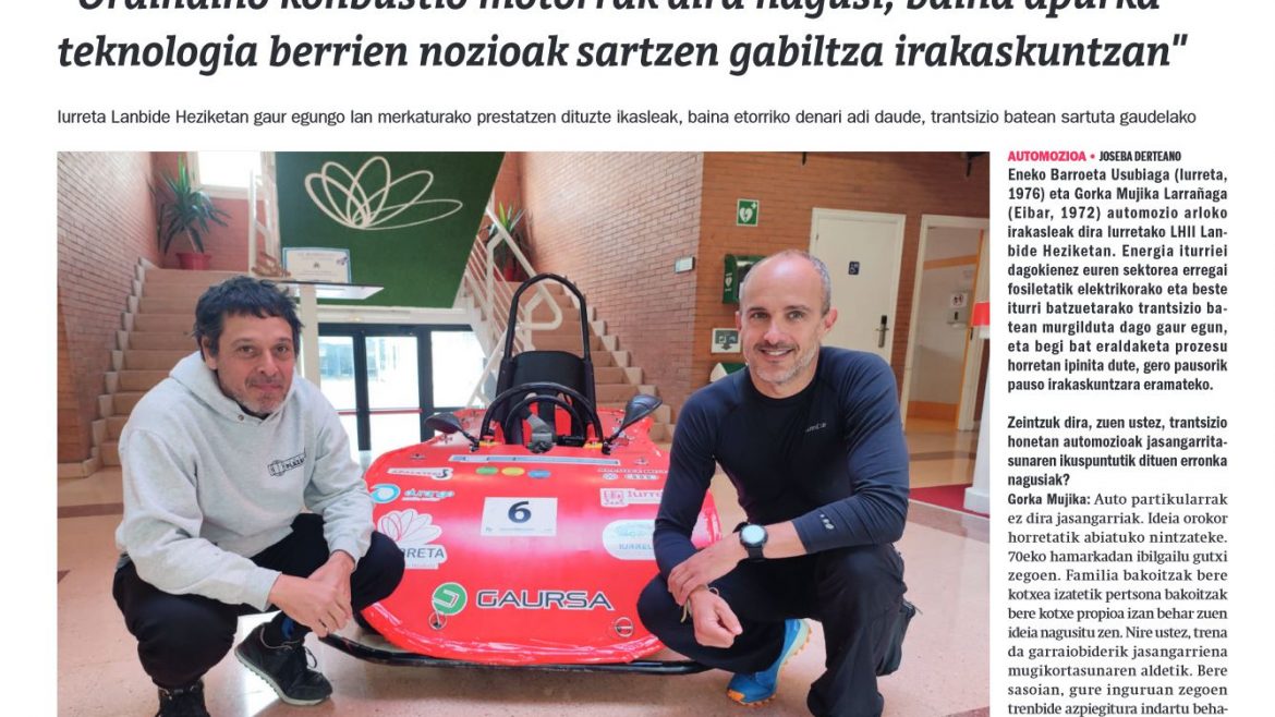 Anboto aldizkariak "Motor" gehigarrian (2024-06-14) auto elektrikoaren inguruan gure automozioko irakasleei egindako elkarrizketa argitaratu du